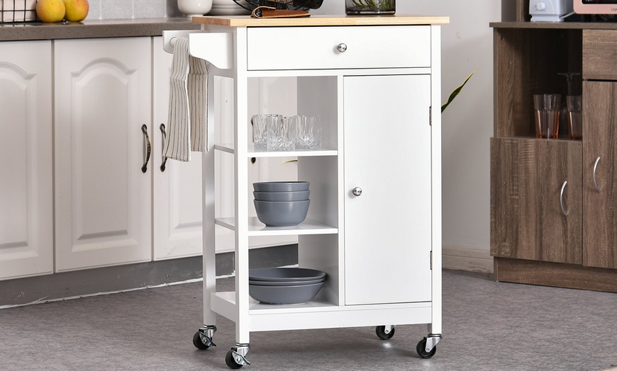 Image 9: HomCom Kitchen Island