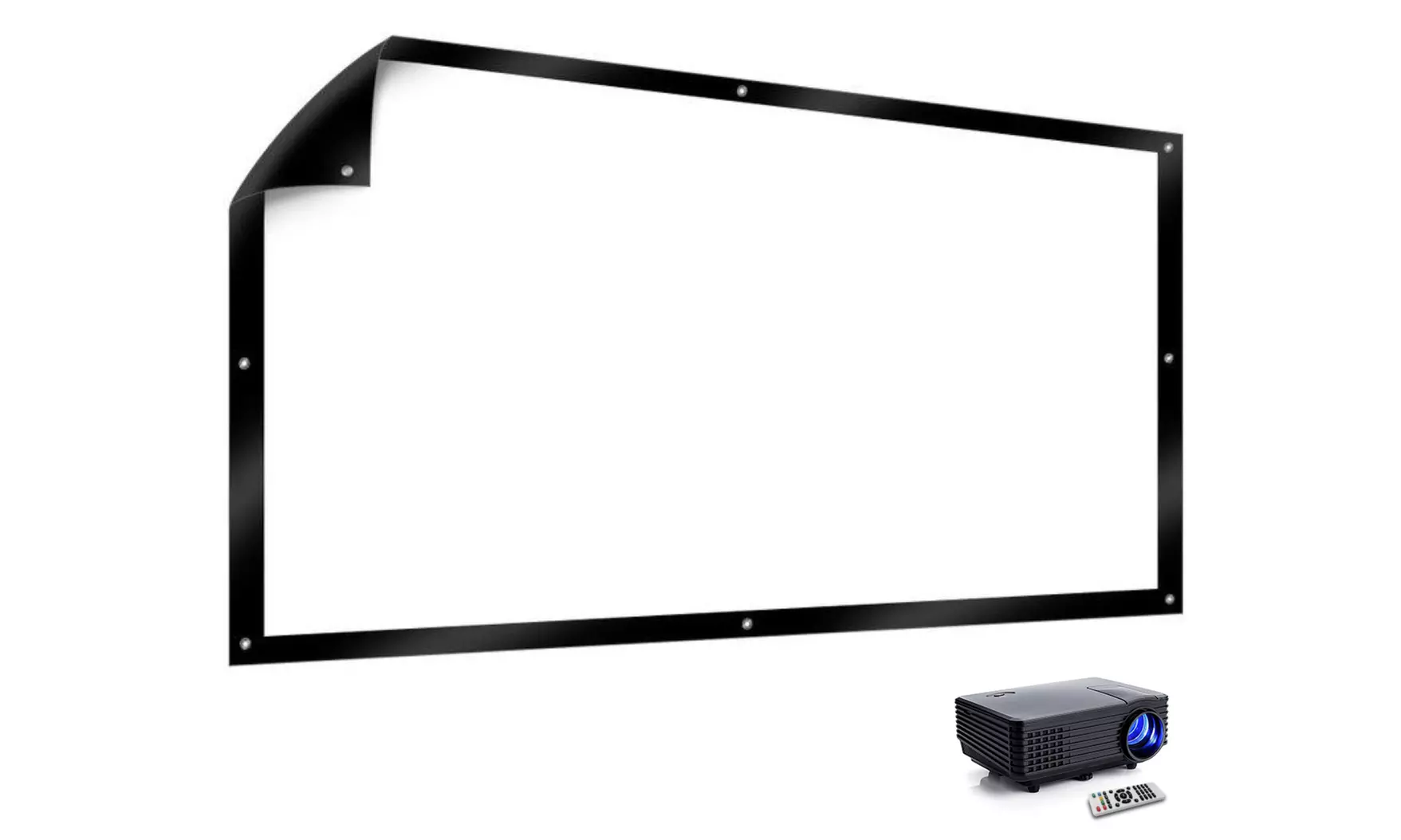 Favi Portable LED Projector (Black) with 100" Screen Bundle   - Second Medium