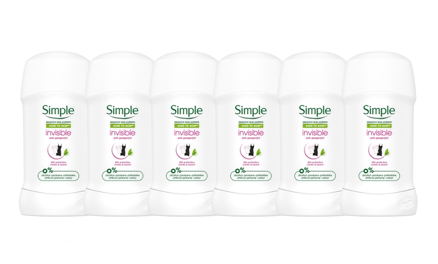 Image 4: Six-Pack of Simple Antiperspirant Stick 40ml