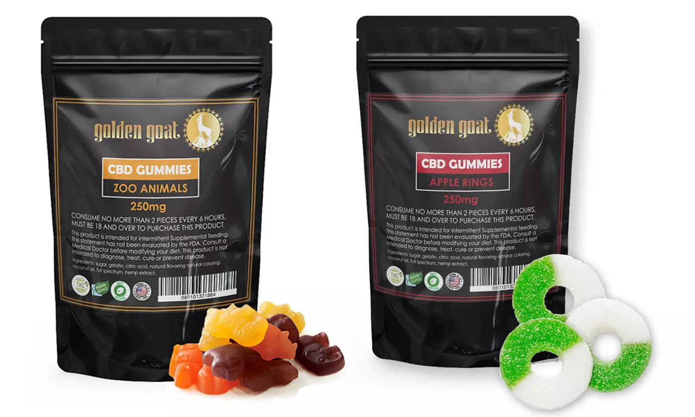 250 mg Bag of CBD Gummies or Other CBD Products from Golden Goat (Up to 57% Off). Nine Options Available. - Primary Image