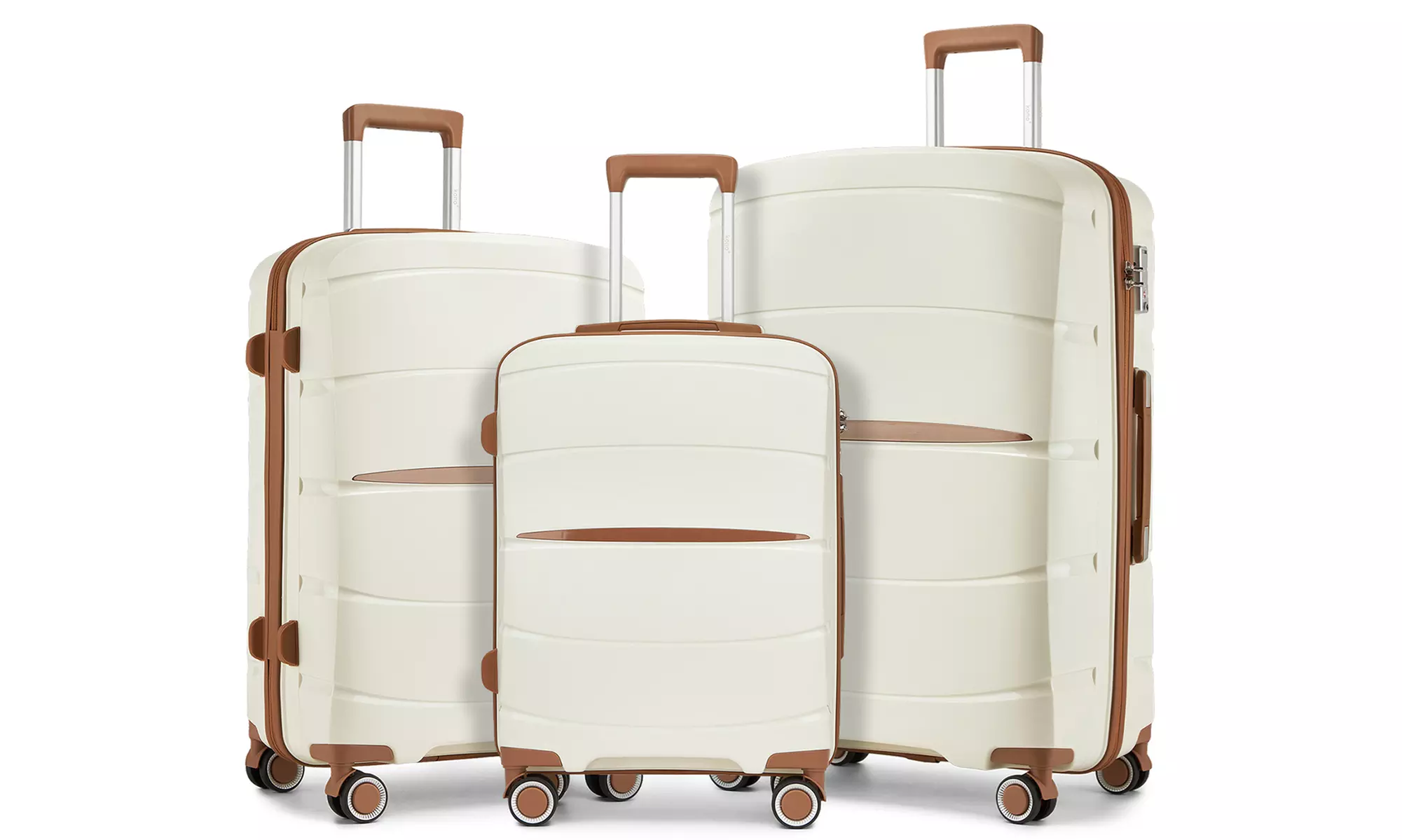 1 / 3x KONO kratzfester PP-Reisekoffer mit leisen Rollen & TSA-Schloss