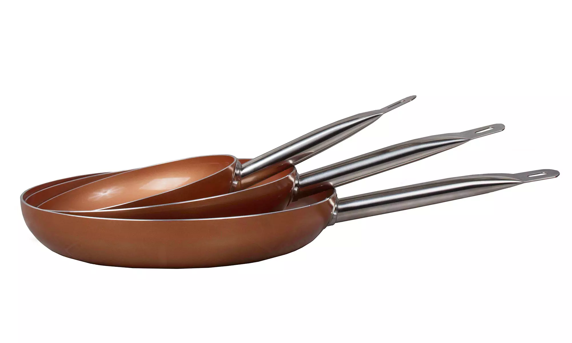 Non-Stick Ceramic Coated Copper Fry Pans (Set of 3) - Second Medium