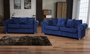 Ashwin 3+2 Seater Plush Velvet Sofa with Back Cushions