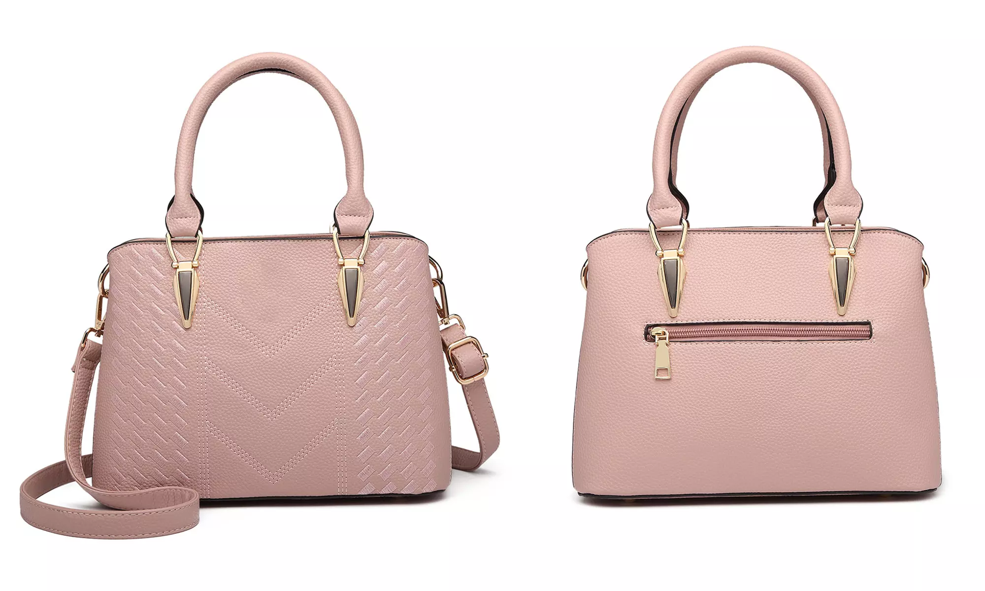 Miss Lulu Leather Look Weave Effect Shoulder Bag With Long Stap