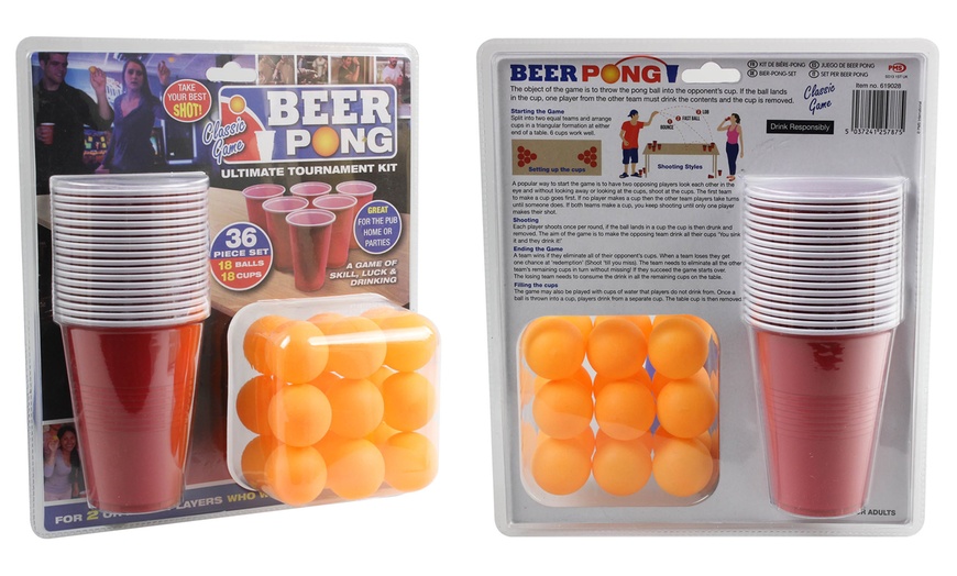 Image 1: 36-Piece Beer Pong Set