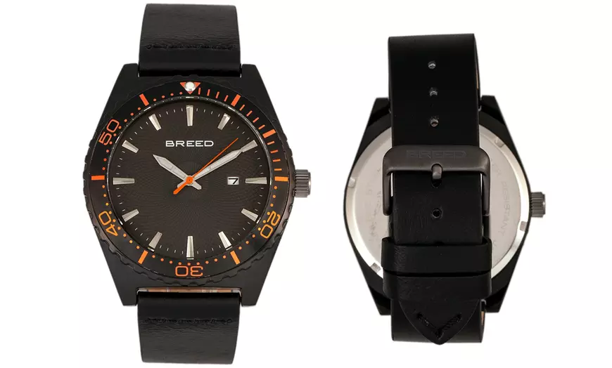 Image 22: Horloges met datum en leren band