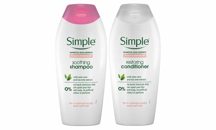 Image 1: Simple Scalp and Hair Shampoo and Conditioner 400ml Duo