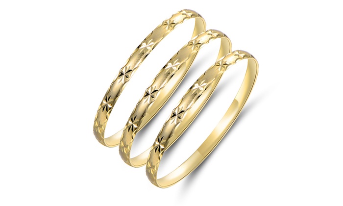 18k gold plated starburst bangle set 3 livingsocial 18k gold plated starburst bangle set 3 livingsocial