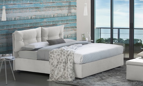 Letto Bali contenitore in ecopelle con materasso opzionale con apertura frontale o laterale, in 2 colori, varie misure