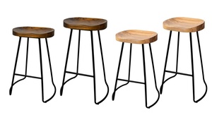 Wooden Backless Bar Stool Set 