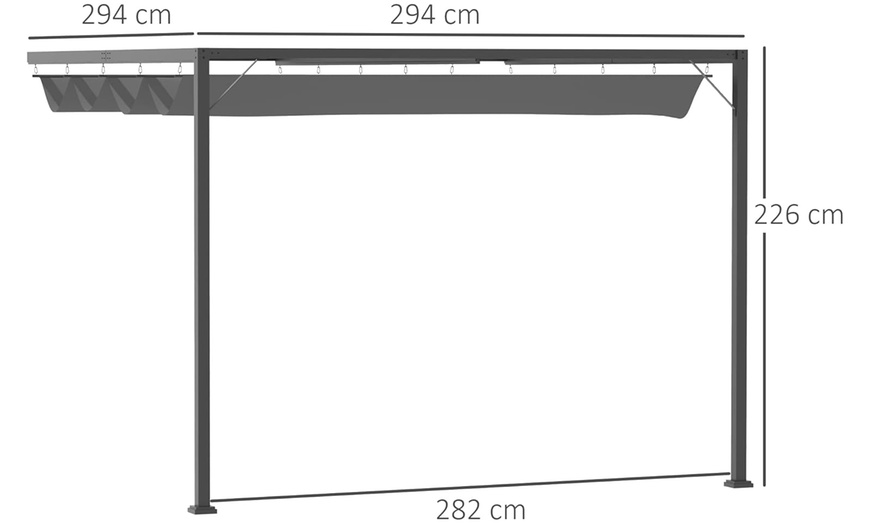 Image 8: Outsunny 3x3m Outdoor Pergola with Retractable Canopy