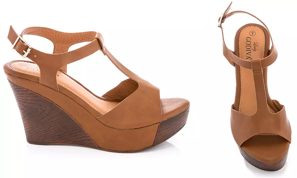 Lady Godiva Women's Wood Wedge Sandals - Second Medium