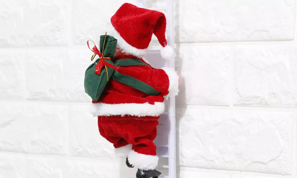 Animated Musical Jingle Bells Santa Claus Climbing Ladder Toy Christmas Gift