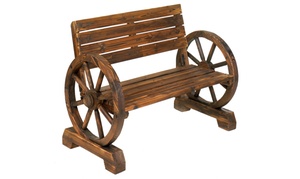 Wooden Wheel Garden Bench