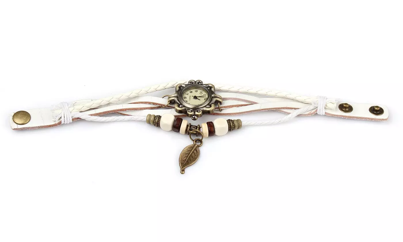 Women's Vintage Bohemian Vegan Leather Watch  (Charm And Color Choices)