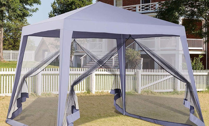 Image 10: Outsunny 3m x 3m Mosquitoes Screen Gazebo Canopy