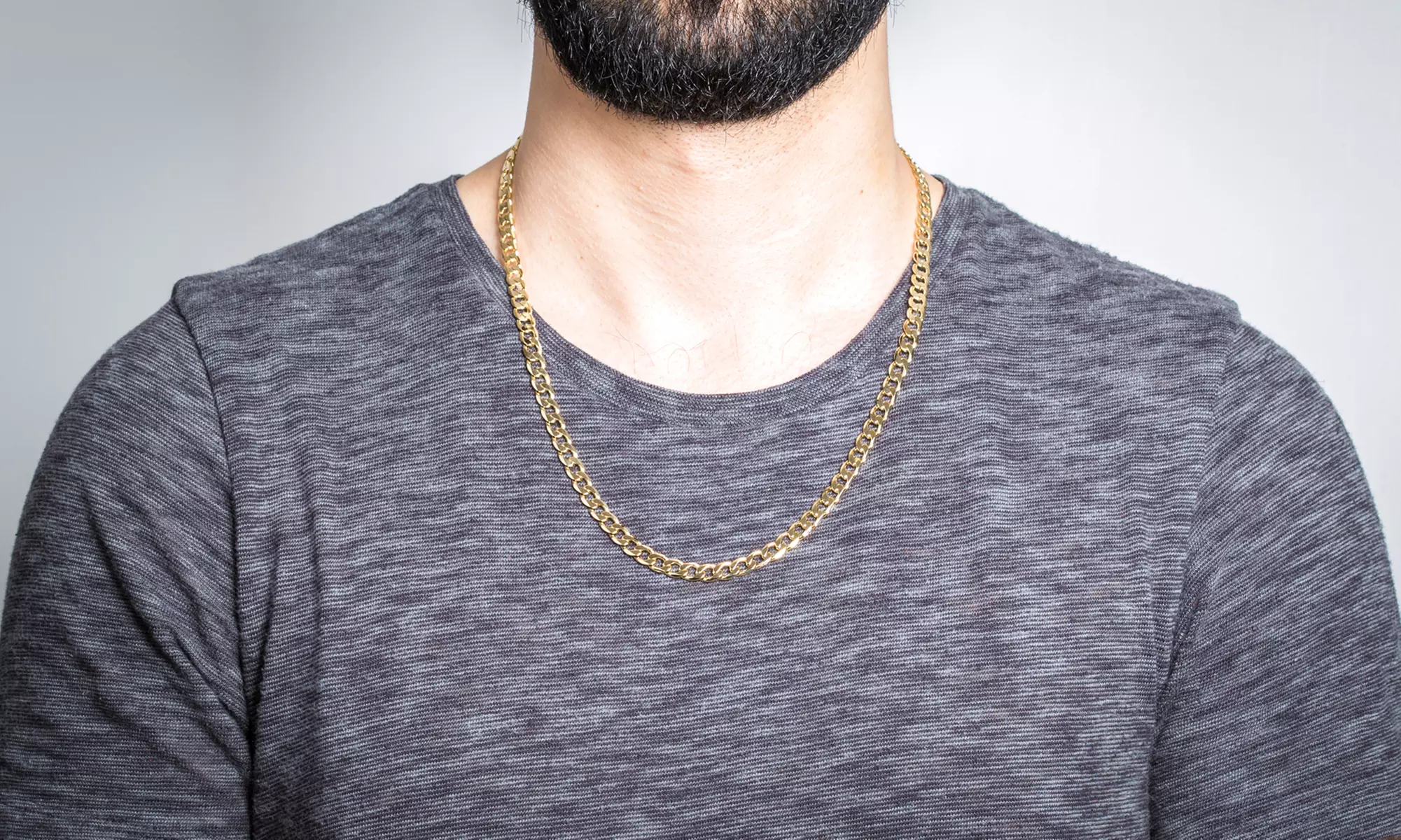 Arturo Zeta Men's 20" Cuban Chain Necklace in 18K Yellow Gold Plating - Second Medium
