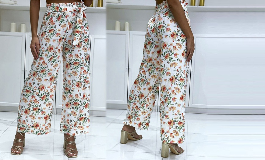 Image 12: Printed Palazzo Trousers