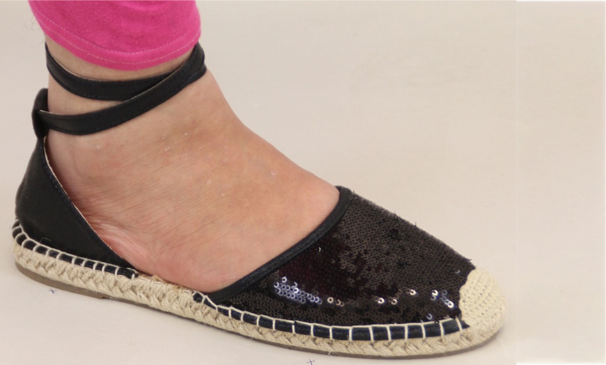 Image 1: Kelsi Women's Flat Espadrilles with Sequin Details