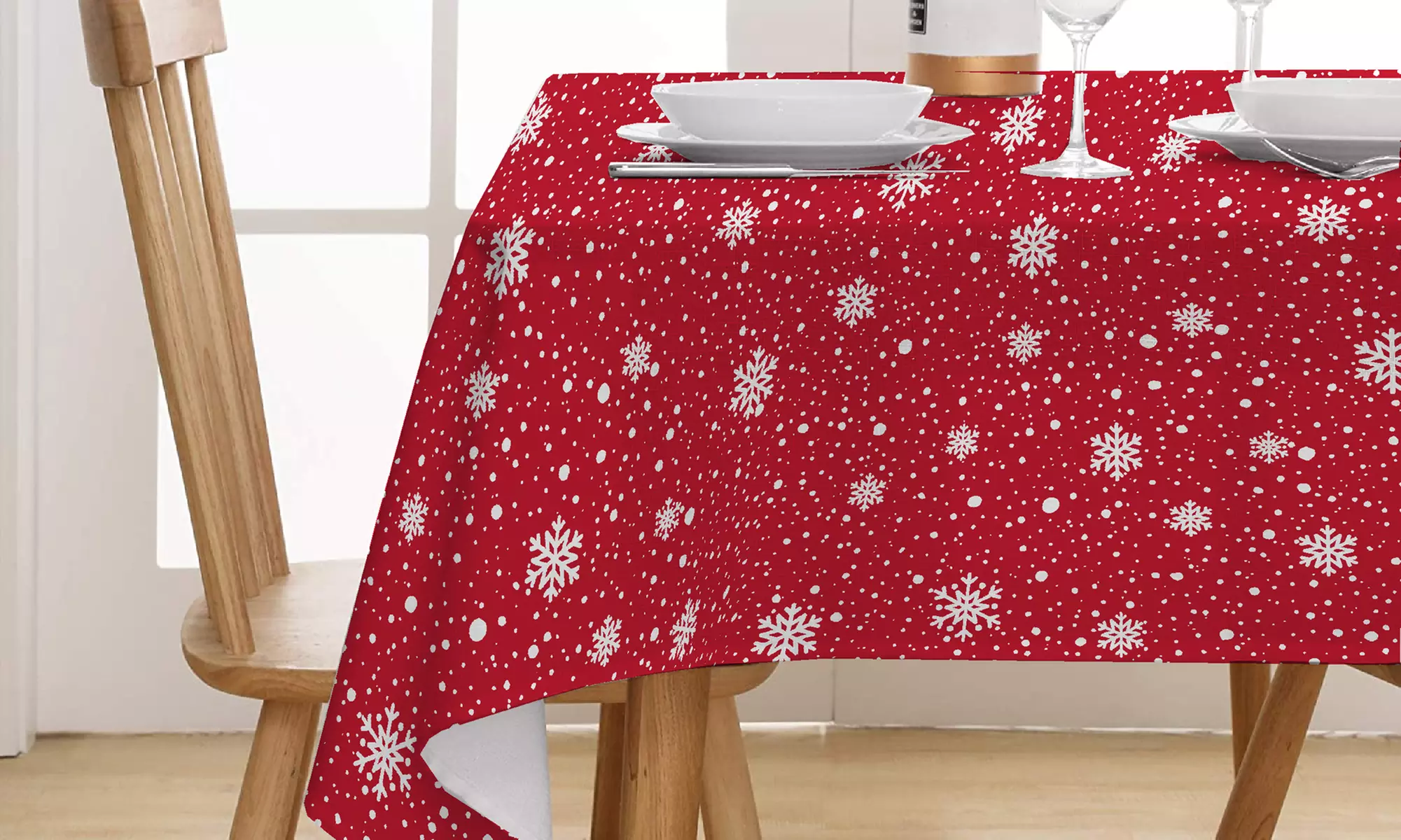 Baumwoll-Tischdecke mit weihnachtlichem Muster