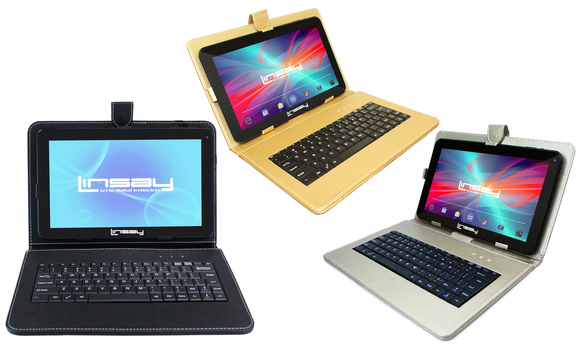 LINSAY 10" HD Tablet with Android 9.0 16GB Quad-Core Processor with Keyboard Case - Primary Image