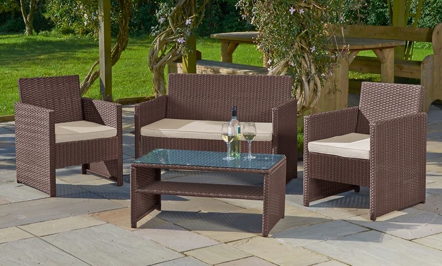 Image 2: 4-Piece Rattan-Effect Garden Set