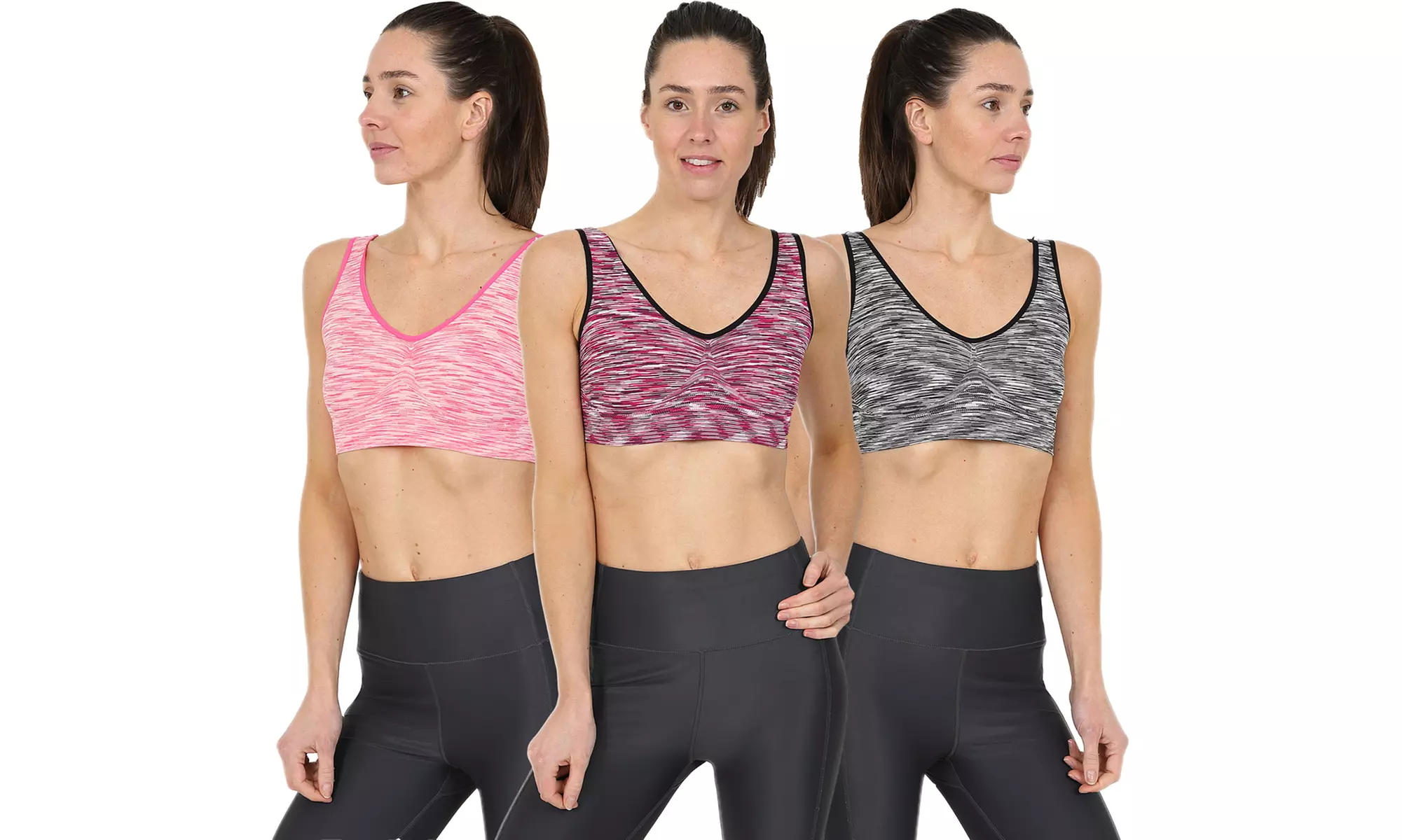 Blu Apparel Three and Nine Pack Marl Comfort Seamless Bras