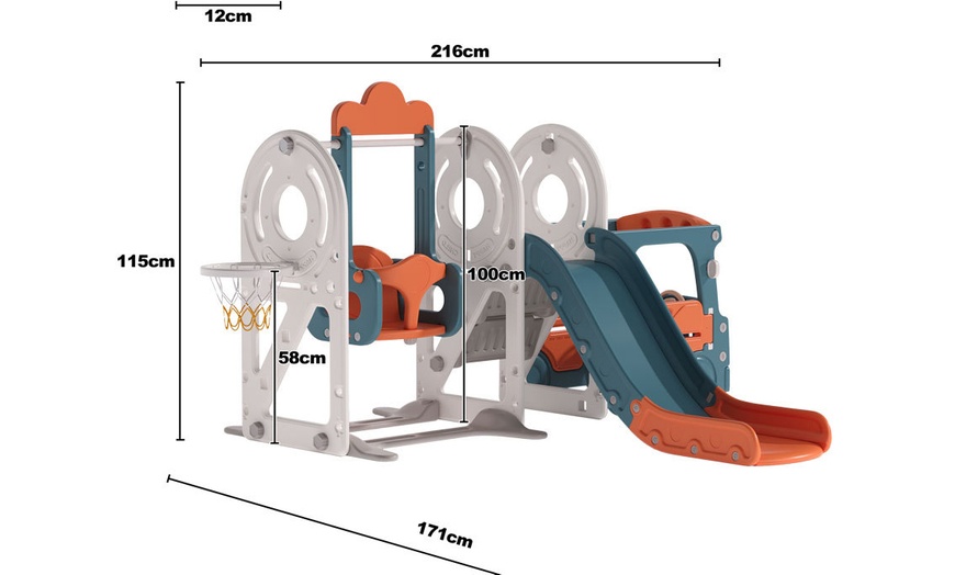 Image 8: Three-in-One Toddler Swing and Slide Playset