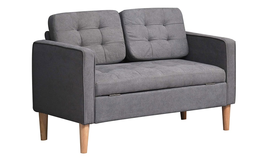 Image 3: HomCom Two-Seater Storage Sofa