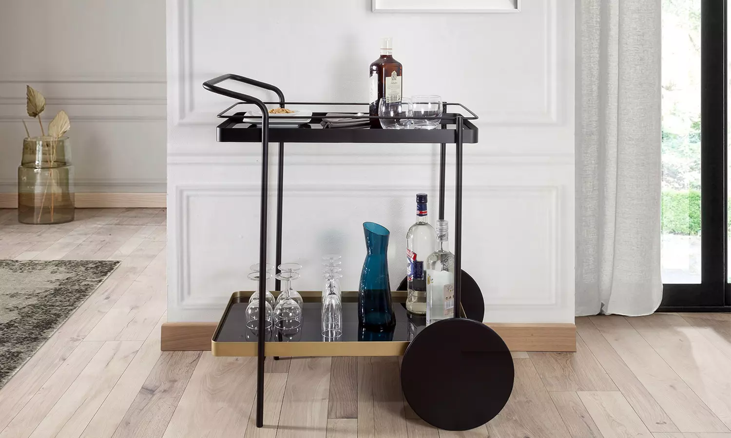 Desserte en métal noir avec effet miroir, modèle "Sublime", livraison offerte - Image 5