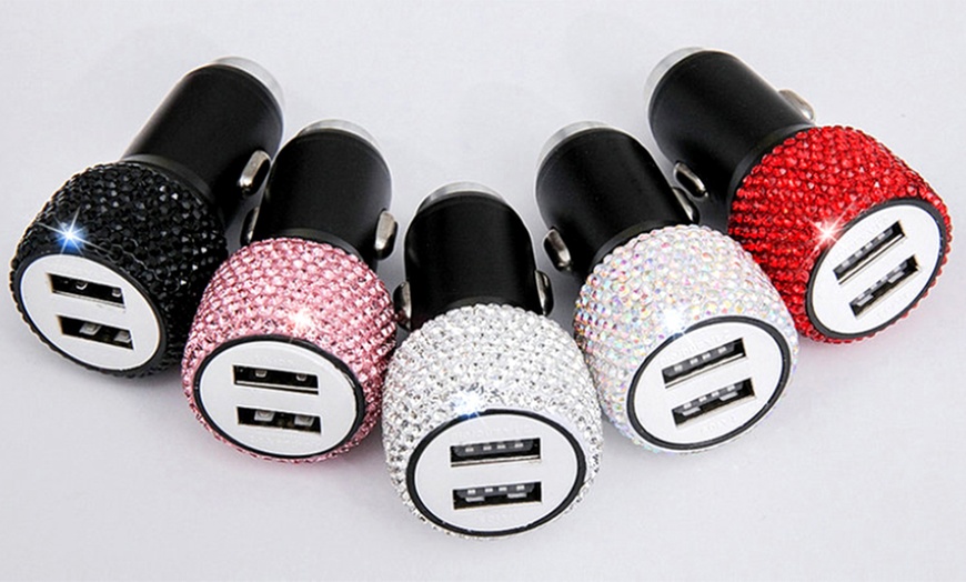 Image 1: Diamond Car Charger with Three-in-One Charging Cable