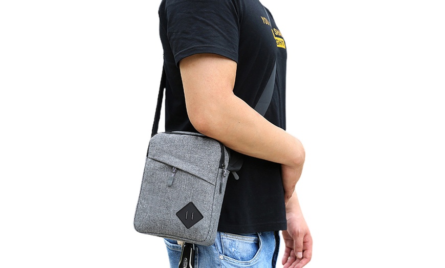 Image 8: Men's Oxford Crossbody Shoulder Bag with Adjustable Strap