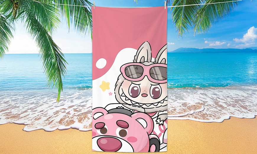 Image 12: Labubu Inspired Cute Beach Towel