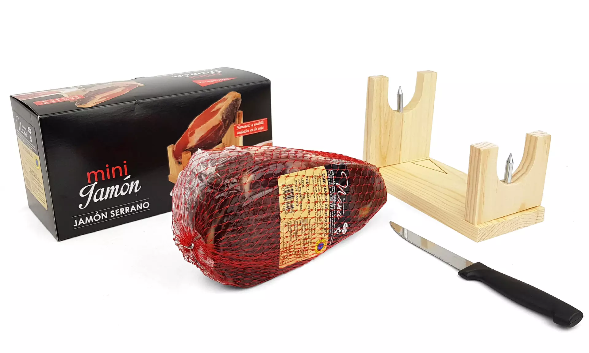 Mini jambon Serrano avec support et couteau - Primary Image