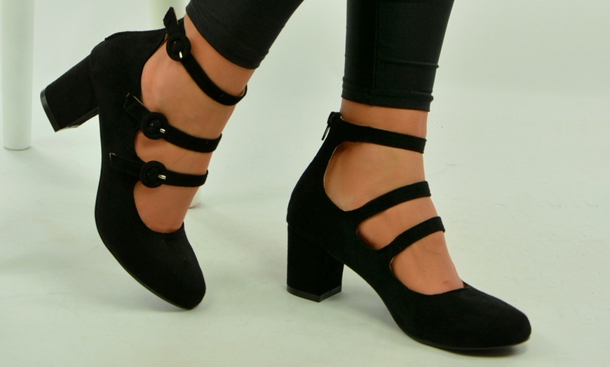 Image 1: Women's Strap Block Heels