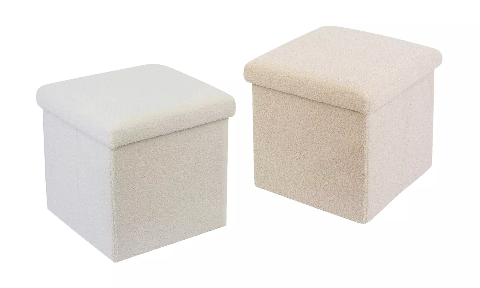 Teddy Boucle Storage Ottoman or Foldable Cube Footstool