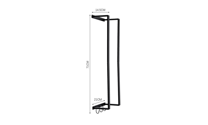 Image 9: Modern Style Carbon Steel Wall Towel Rack with Hooks