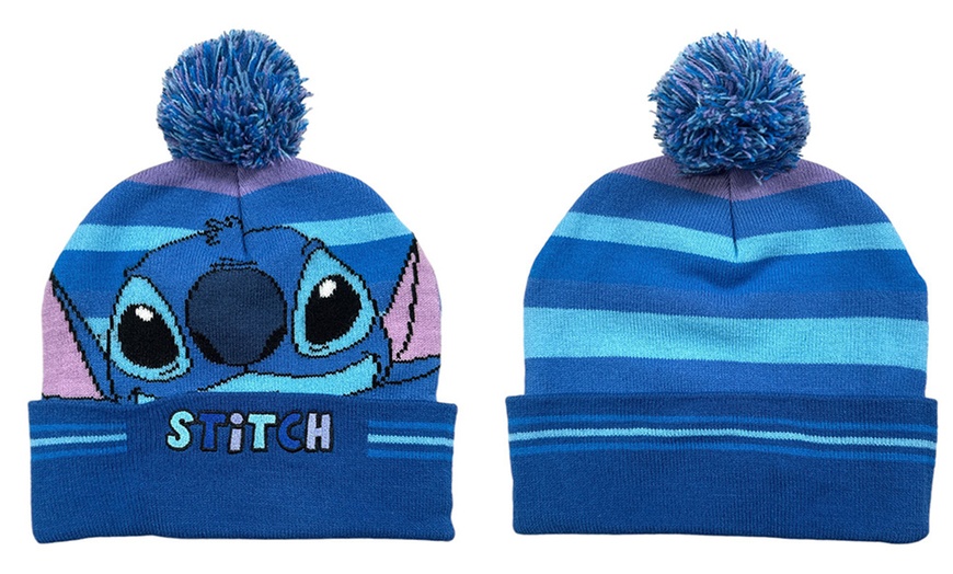 Image 4: Bonnet à pompon pour enfant avec imprimé Lilo & Stitch  