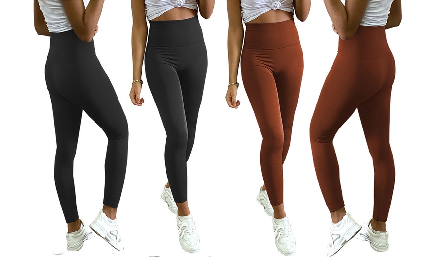 Image 9: High Waist Seamless Fleece Lined Leggings