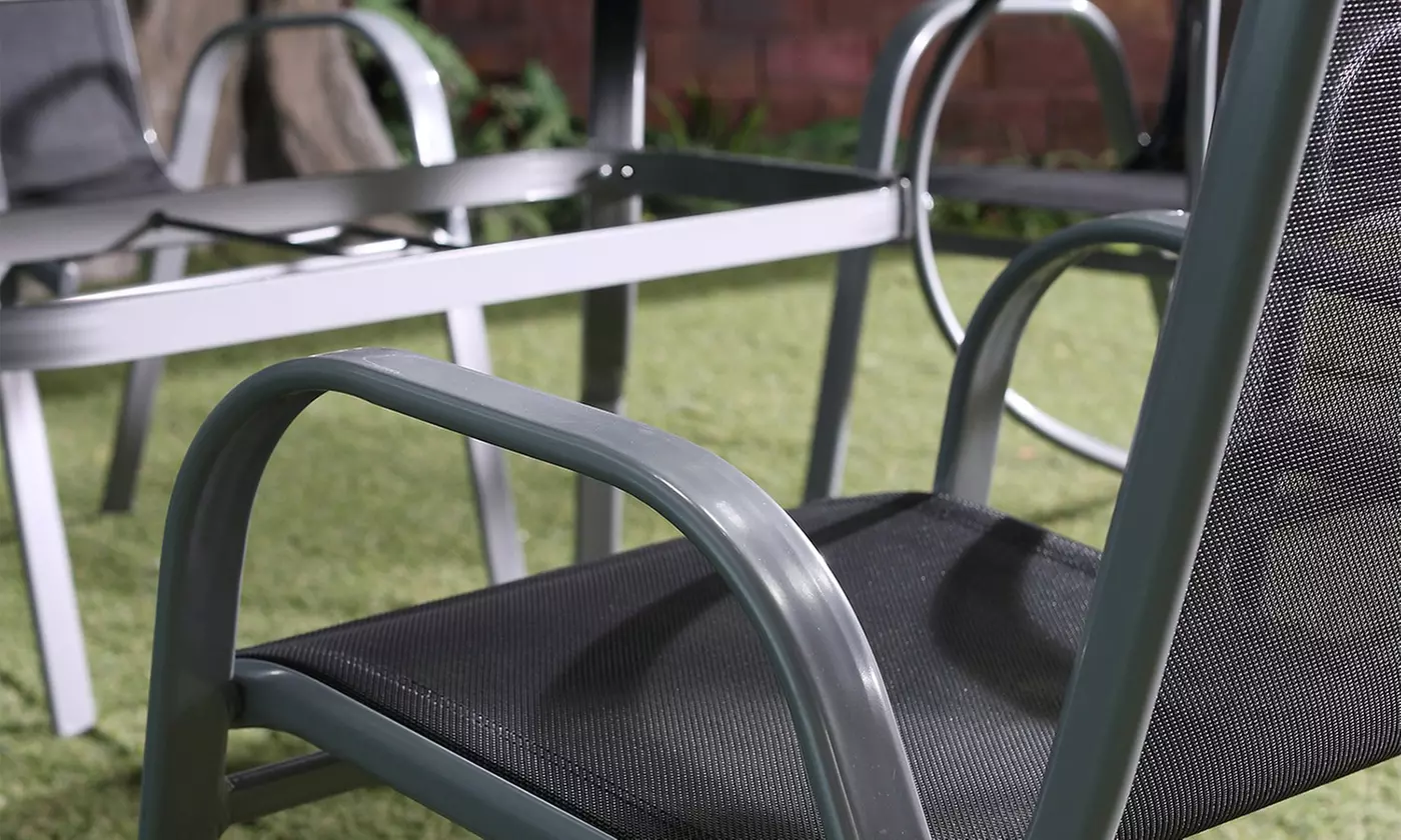 Ensemble jardin table aluminium + 6 chaises textilène - Image 5
