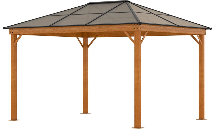 Image 3: Outsunny Outdoor Gazebo with Polycarbonate Roof