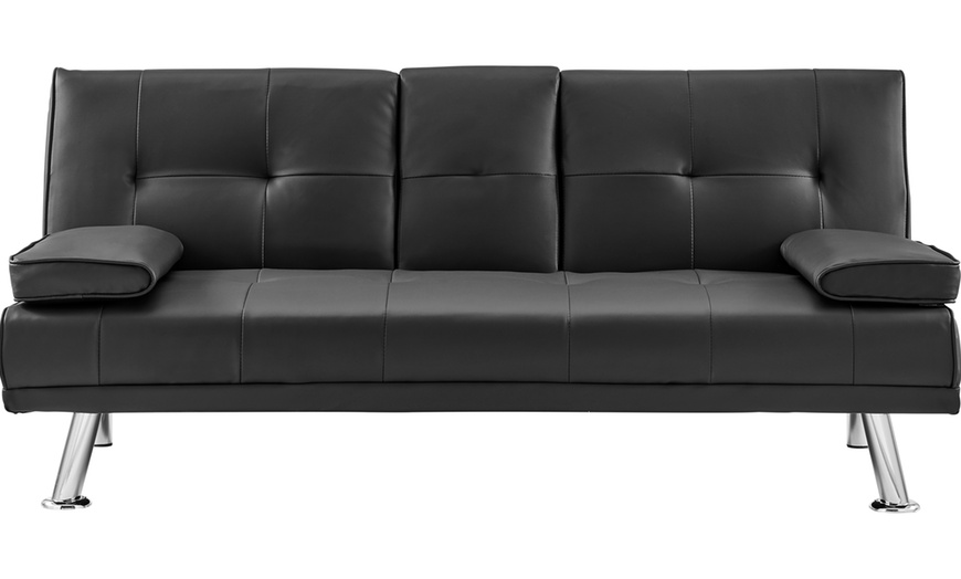 Image 9: Three Seater Sofa Bed with Cup Holders