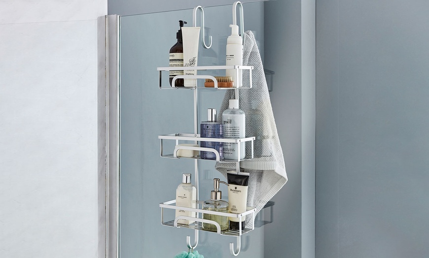 Image 1: Three-Tier Hanging Shower Caddy