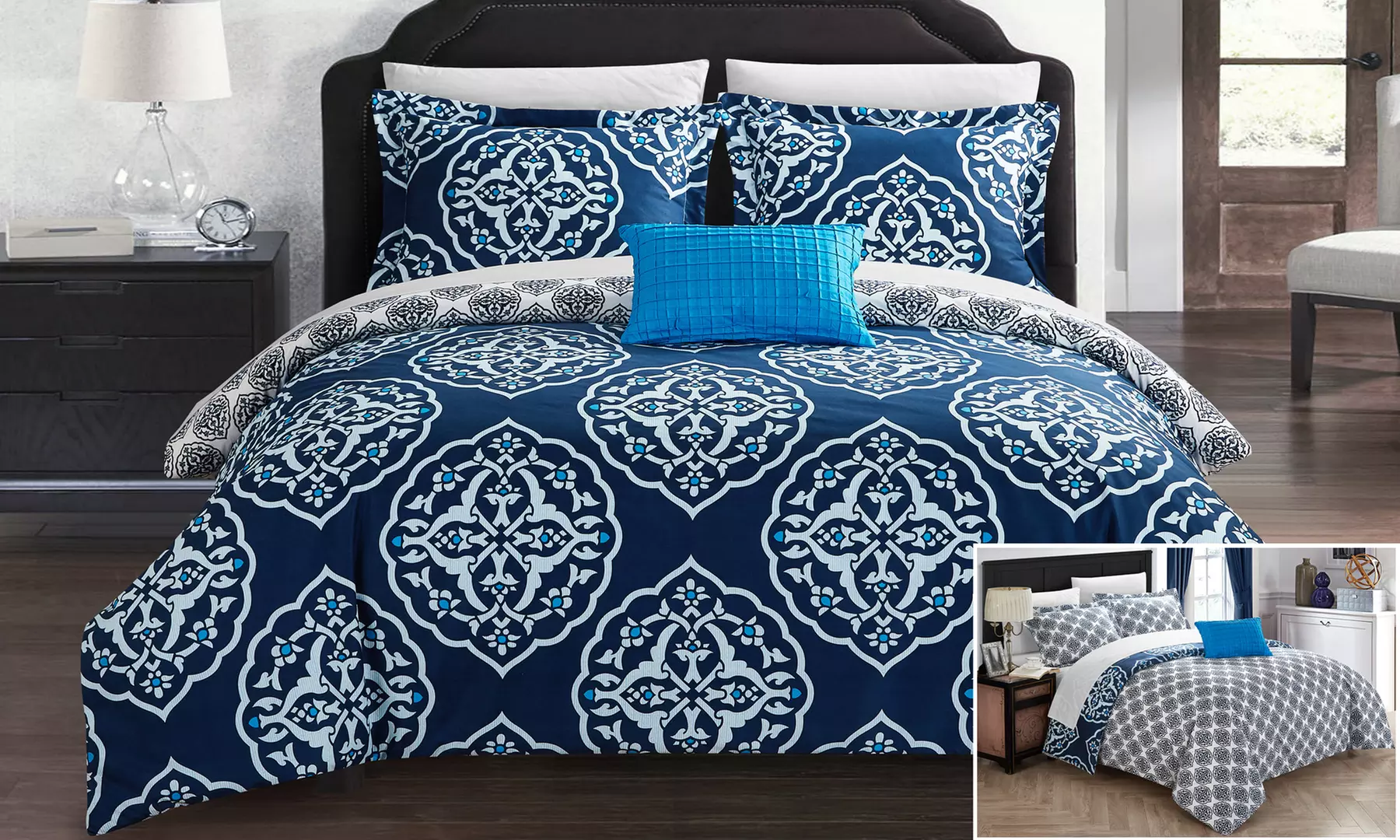 Onie Reversible Duvet Cover Set with Zipper Closure (3- or 4-Piece) - Primary Image