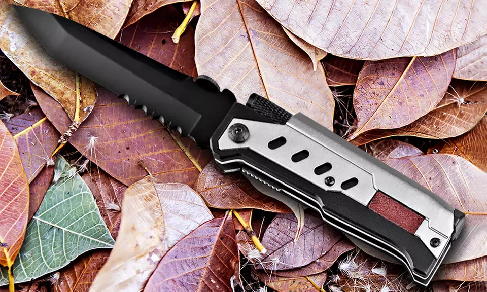 Outdoor Nation 3-in-1 Survival Pocket Folding Knife with LED Light and Fire Starter - Primary Image