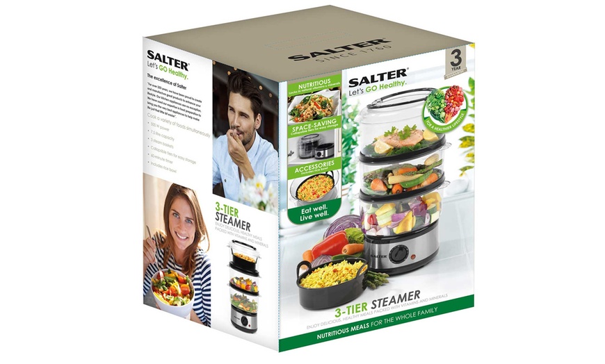 Image 9: Salter Three-Tier Food Steamer