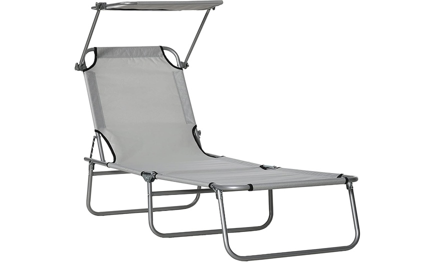 Image 2: Outsunny Foldable Sun Lounger with an Adjustable Back