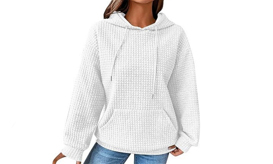 Image 3: Women's Casual Waffle Pullover Sweatshirt