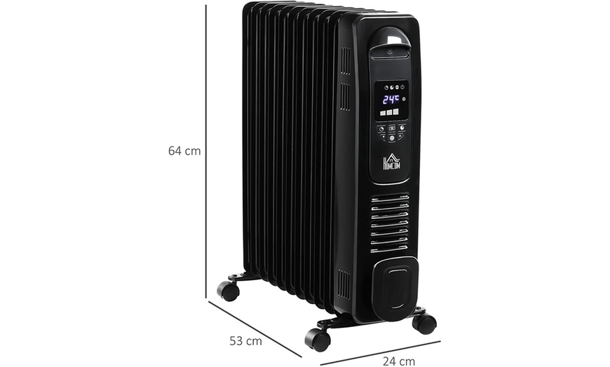 Image 12: HomCom Digital Display Oil-Filled Radiator with 11 Fins