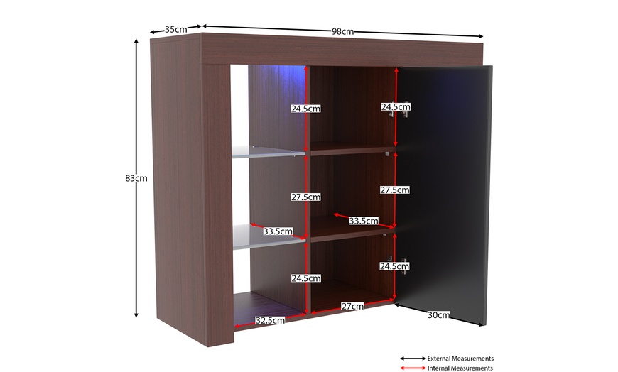 Image 49: Vida Designs Azura One-Door LED Sideboard